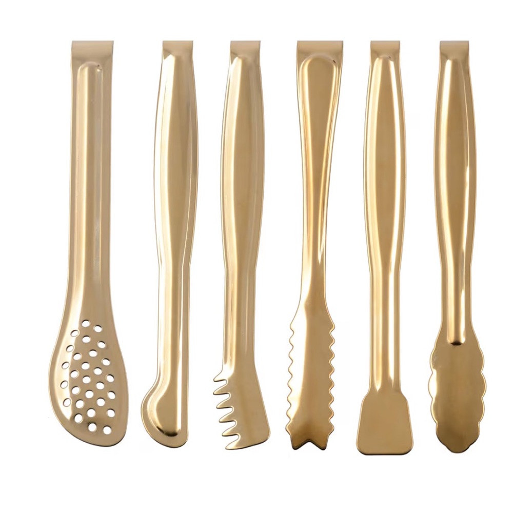 Hinmay Gold Stainless Steel Cocktail Mini Tongs Set - Picture 2 of 11